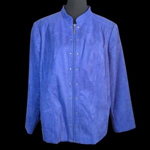 TanJay Women's Blue Bomber Suede Feel Jacket Size 16P